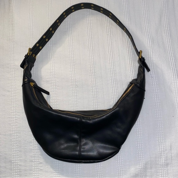 Antik Kraft Handbags - Antik Kraft Black Hobo Bag with Gold Accents